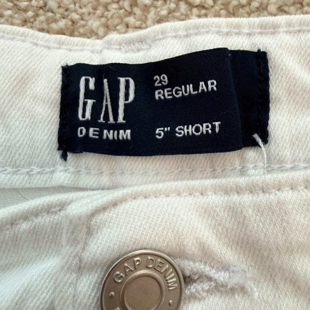 GAP Denim Shorts Women 29 White 5" Inseam Mid Rise Stretch Cotton - Picture 4 of 7